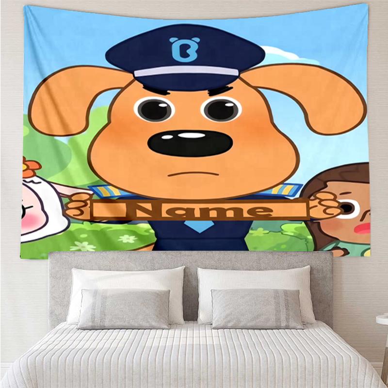 Custom Name Sheriff Labrador Print Tapestry, Backdrop, Easy Setup, Ideal for Bedroom, Office & Living Room, with Aesthetic Wall Hanging Decor.