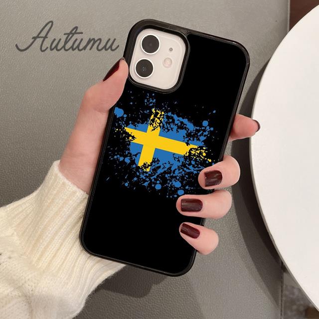 Schweden Flagge Handyhülle für iPhone 11 12 13 14 Pro Max mini X XR XS SE 2020 5 6S 7 8 Plus Samsung Galaxy S21 S22 Hülle