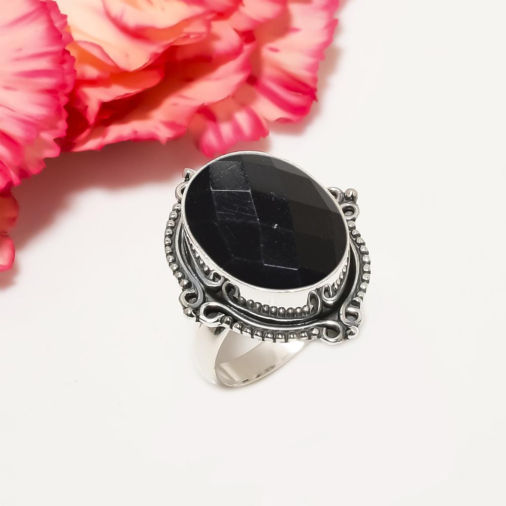 Black Onyx 925 Sterling Silver Ring V6433, Black Ring, Oval Ring, Valentin's Day Gift, Gift For Her, Birthday Gift, Handmade Jewelry, Silver Jewelry,