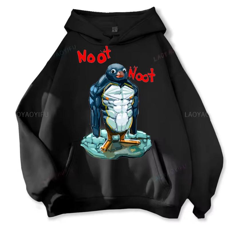 Music-listening Penguin Emotion Autumn Winter Hoodies Men Fashion Long Sleeve Sweatshirts Women Streetwear Pullovers Sudaderas