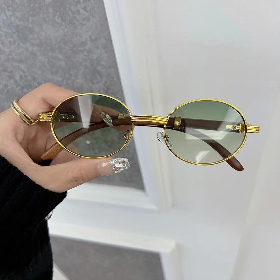 Designer Brand Oval Sunglasses Women Men Casual Small Frame Round Sun Glasses Female Mirror Colors Luxurious Fashion