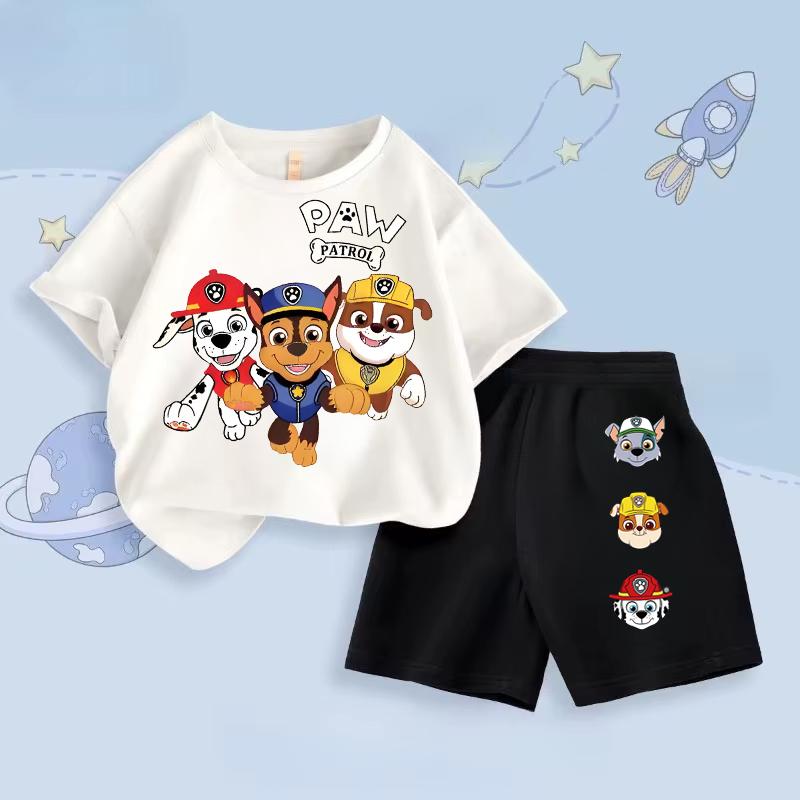 Paw Patrol Boys' Summer Casual Shorts Two-Piece Set Breathable Children's Outfit