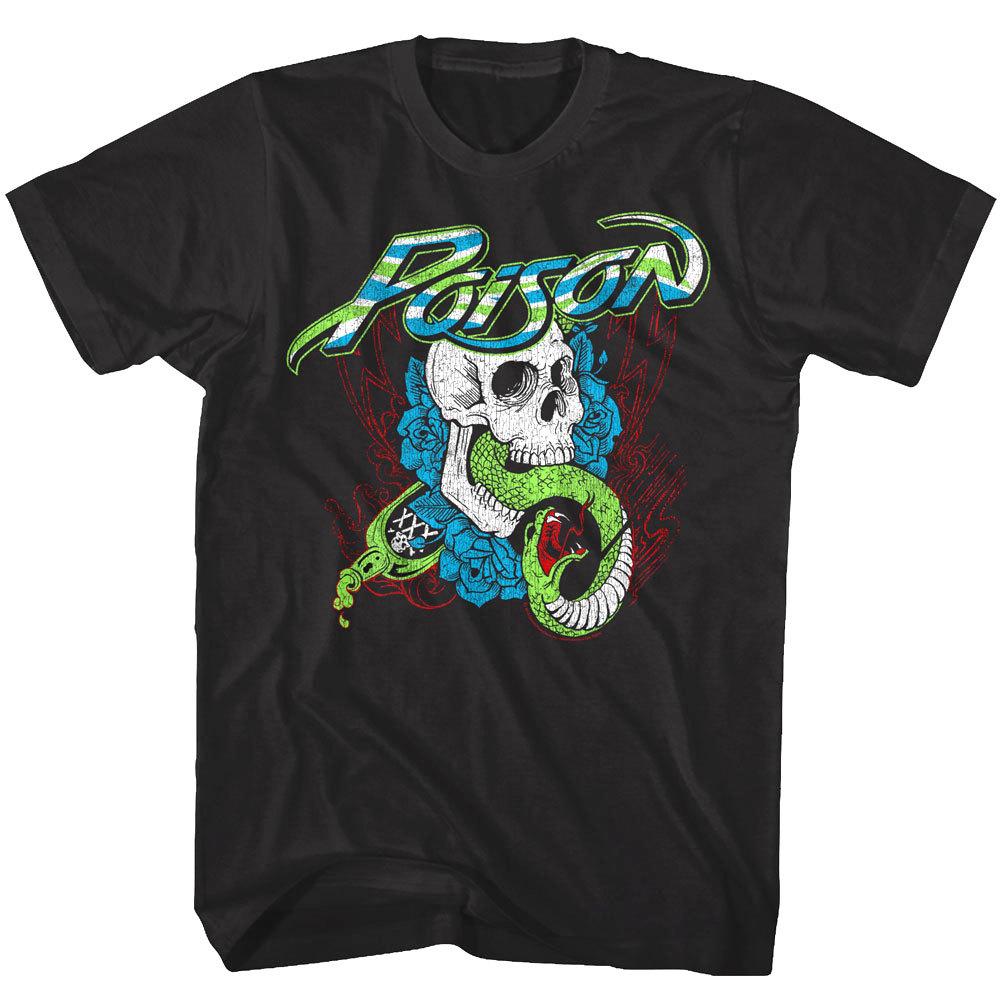 Poison Snake Skull Roses Men T Shirt Venom Metal Rock Band Concert Tour Merch XXL