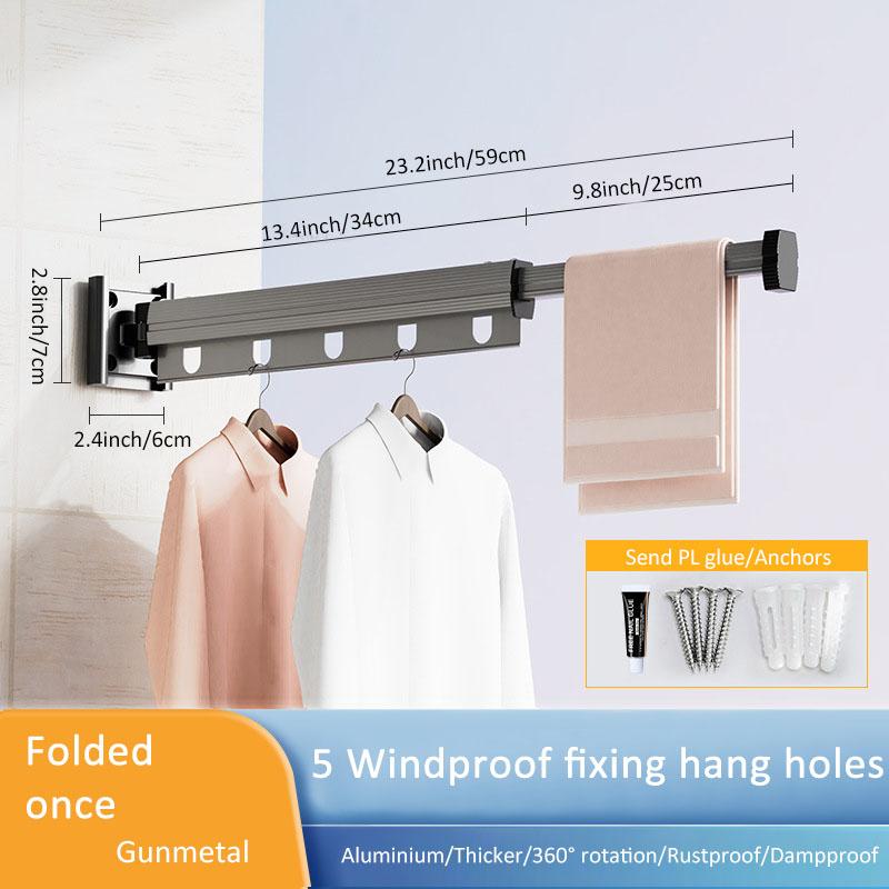 

Aluminum Alloy Folding Drying Rack, Clothes Drying Rack, Wall-mounted Collapsible Drying Rack, Space Saver Clothes dryer