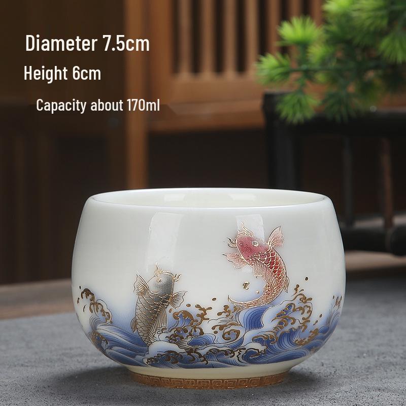 Sheep Fat Jade Porcelain Teacup: Chinese Ceramic Master Cup for Tea Tasting