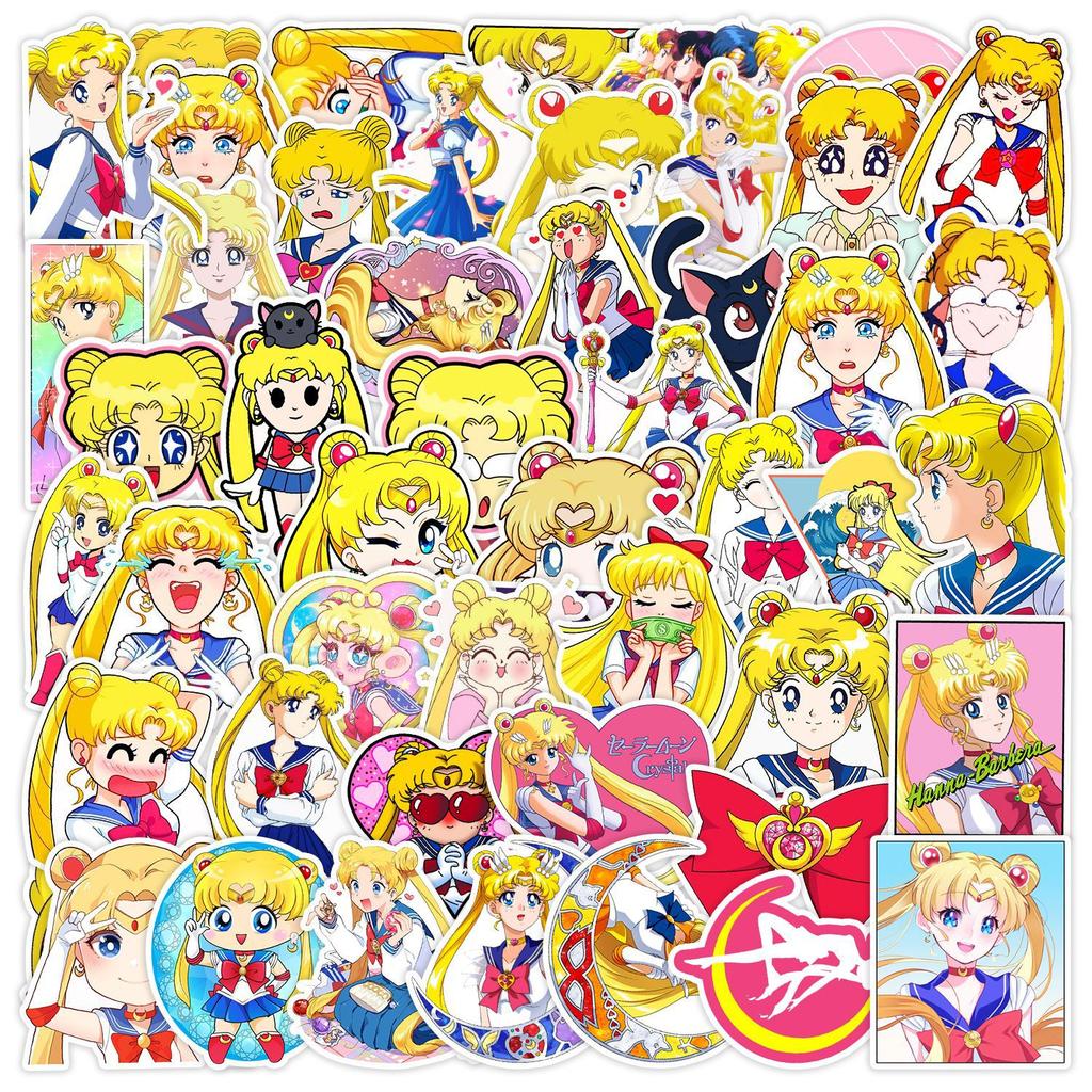 50Pcs Kawaii Sailor Moon Anime Stickers Cute Girls Decorations Diy Diary Phone Stationery Cartoon Graffiti Sticker Decals