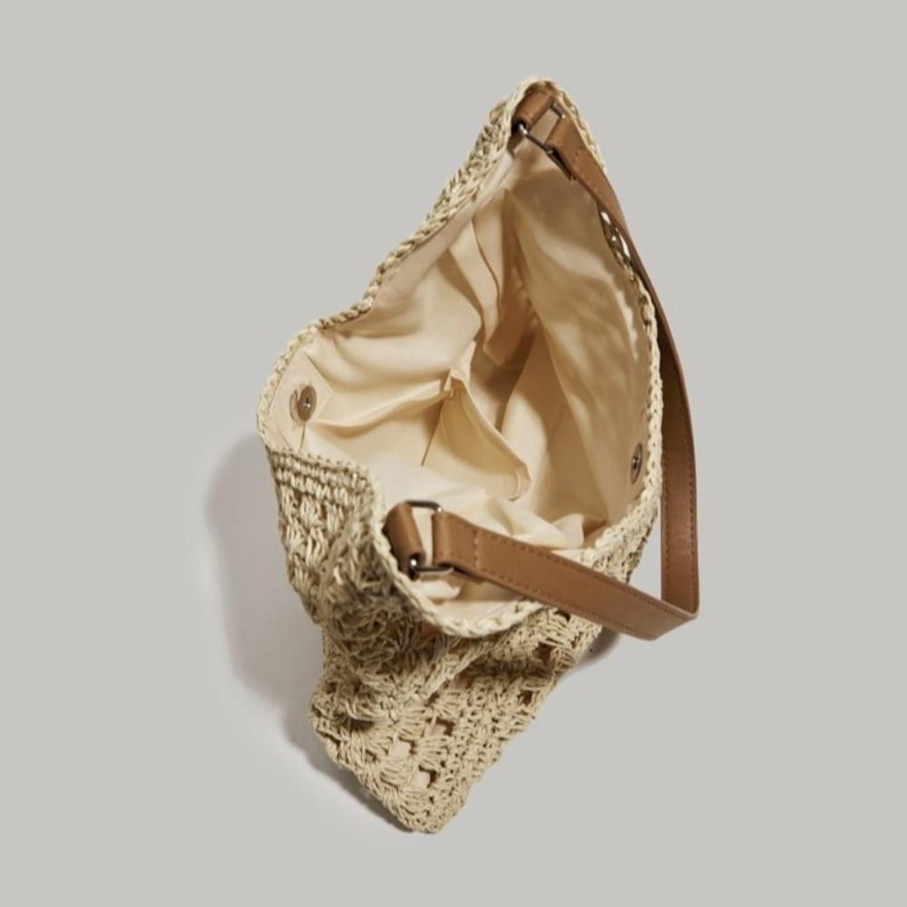 New Hollow-out Design Weaving Clutches Weaving Texture Large Capacity Underarm Bag Polyester Ladies Handbag Summer Season