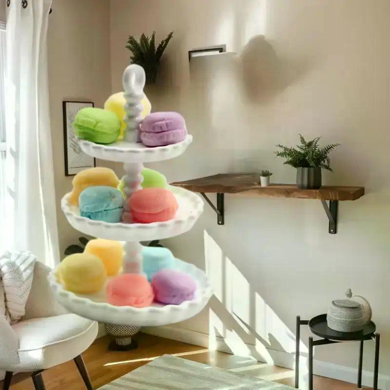 1Pcs Dollhouse Mini Cake Tray Model Simulation Miniature Cake Stand Ornament Toys Scene Decoration Doll House Accessories