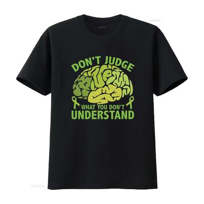 Mens Green Ribbon Mental Health Awareness  T Shirt Black X Large Vintage Washed Fashion Versatile Stylish Streetwear Casual