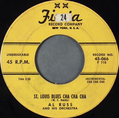 7inch Record AL RUSS ORCHESTRA  St. Louis Blues Cha Cha Cha 45066 Fiesta 1956 US Latin Used