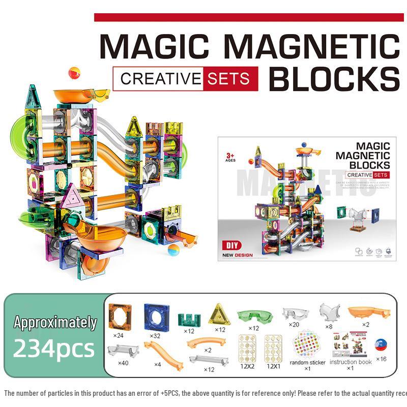 Stained Glass Magnetic Marble Run: Kids' Magnetic Building Blocks and Tracks