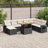 VidaXL Garden Furniture Set with Cushions 9 Pcs Black Braided Resin Acacia, Outdoor Sofa Set, Garden Lounge, 3328043
