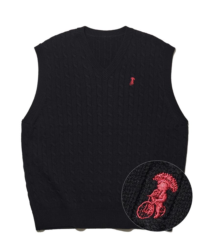Takeasy Cable Smolaku Knit Vest (Black)