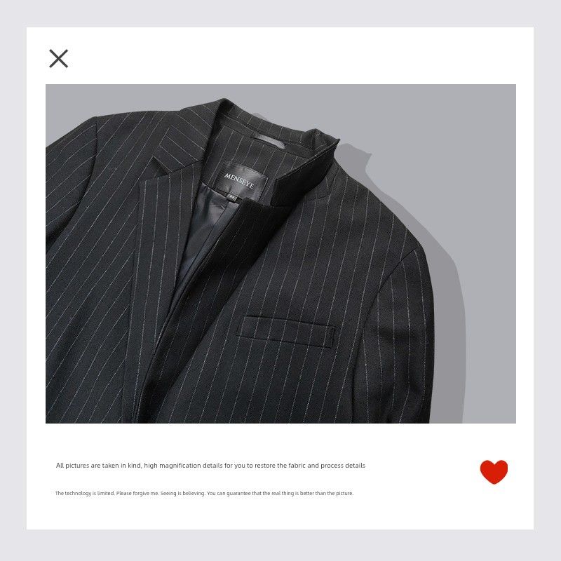 Menseye Thickened Casual Black Striped Wool