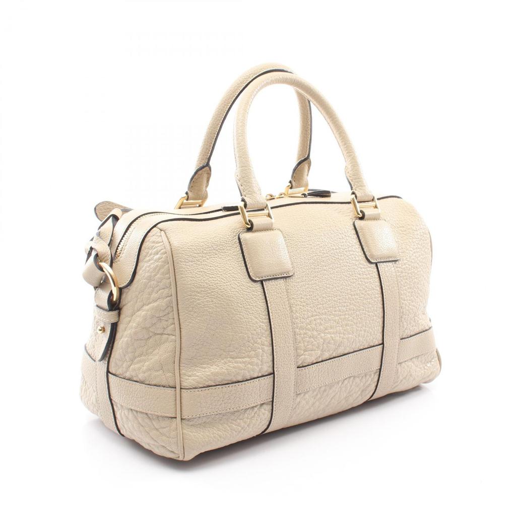 Used LOEWE PASEO BAG 2WAY Handbag Leather Beige Used Women
