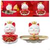 Cat Statue Desktop Organizer Animal Sculpture Jewelry Trinket Tray Key for Entryway Table
