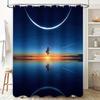 Dreamlike Planet Shower Curtain - Creative Space Scene With Guitarist And Celestial Bodies Suitable For Wet And Dry Separation
