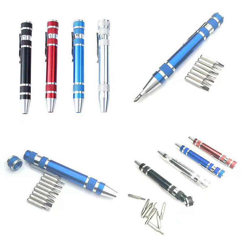 Tournevis manuel 8-en-1 Type stylo Portable Multi-spécifications Avec tête de tournevis magnétique Outil de tournevis Tête de tournevis haute densité
