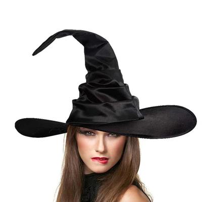 Halloween Black Folds Witch Wizard Hat Party Costume Headgear Devil Cap Cosplay Props Decoration Accessories For Adult Women Men