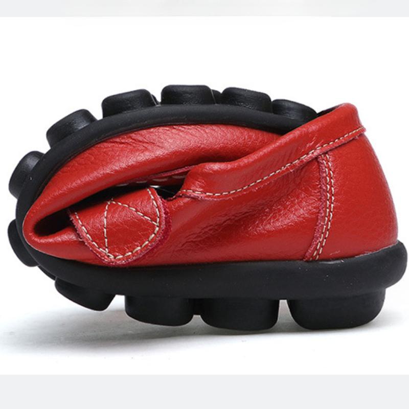 Genuine Leather Shoes Women Soft Flats Elastic Mother Shoes Comfortable Casual Walking Driving Shoes Non-slip