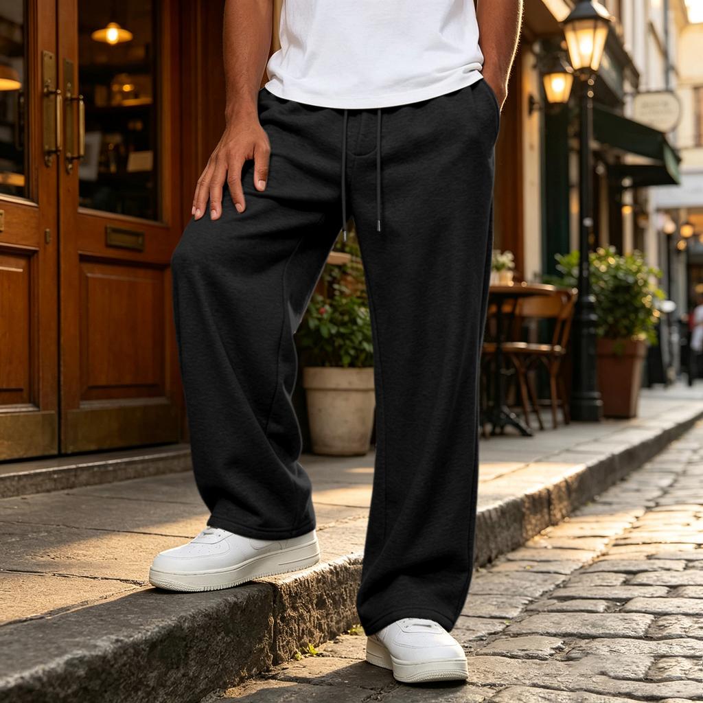 Calça de Moletom Colorida Masculina de Caimento Solto com Cordão e Cintura Elástica - Joggers Casuais Plus Size para o Dia a Dia