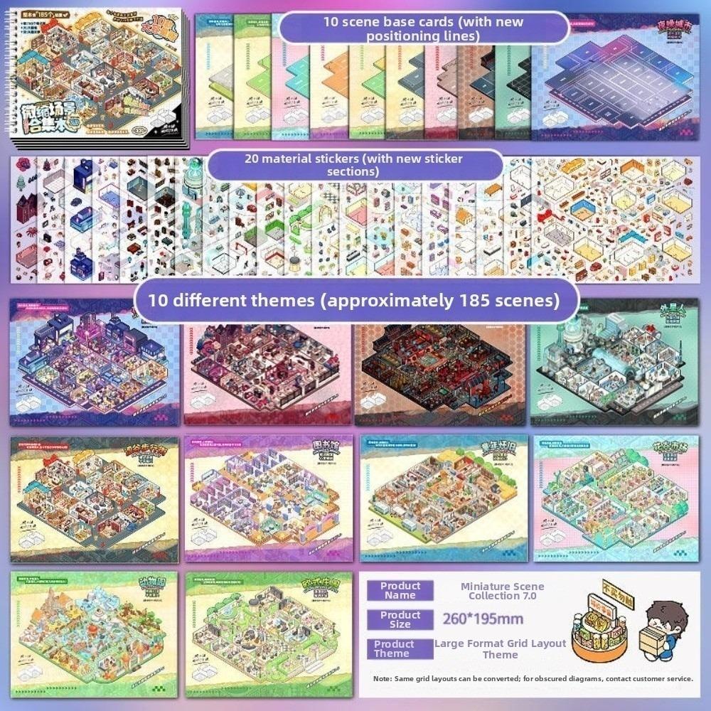

PET Landscape Stickers 10 Scene 30 Sheets 3D Sticker Book Miniature Town Sticker Children s Toys A