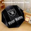 Las Vegas Raiders Automatic 8‑ribs Umbrella, Custom Name Text Personalized Folding Umbrella Rain Sun Gift