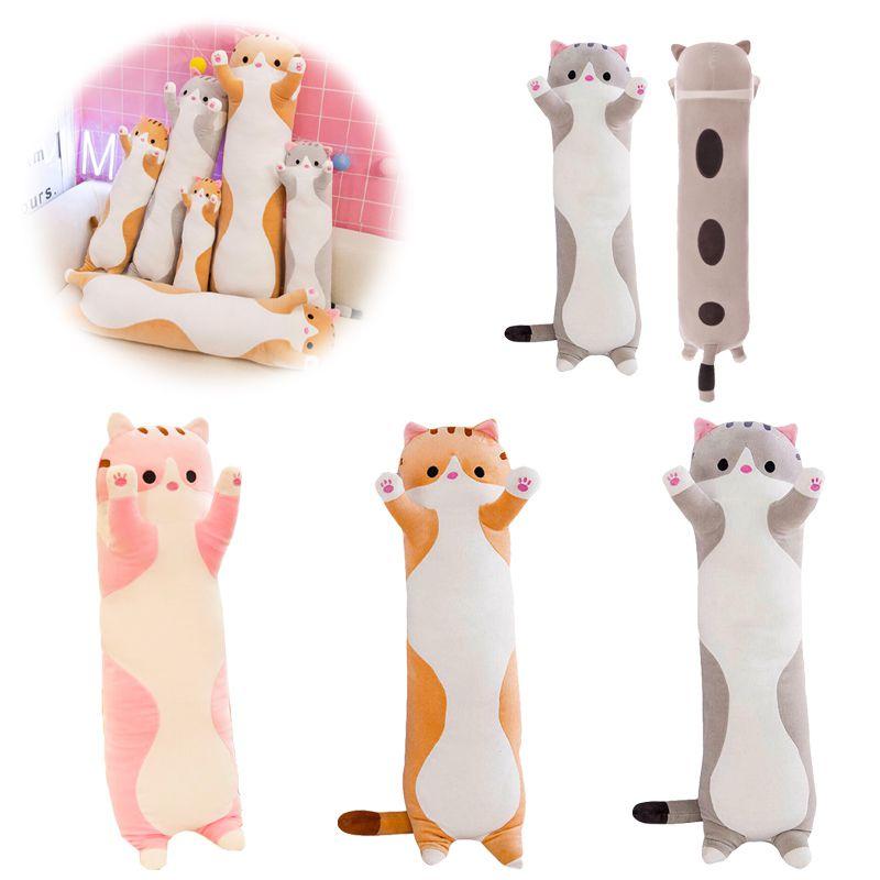Plush Cat Long Toy Soft Stuffed Kitten Pillow Kids Sleeping Pillow Decor Home