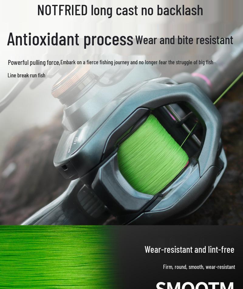 12-Strand High-Tensile Strength Fishing Line - Super Soft, No Pilling, Wear-Resistant, Anti-Bite, Ideal for Long Casts