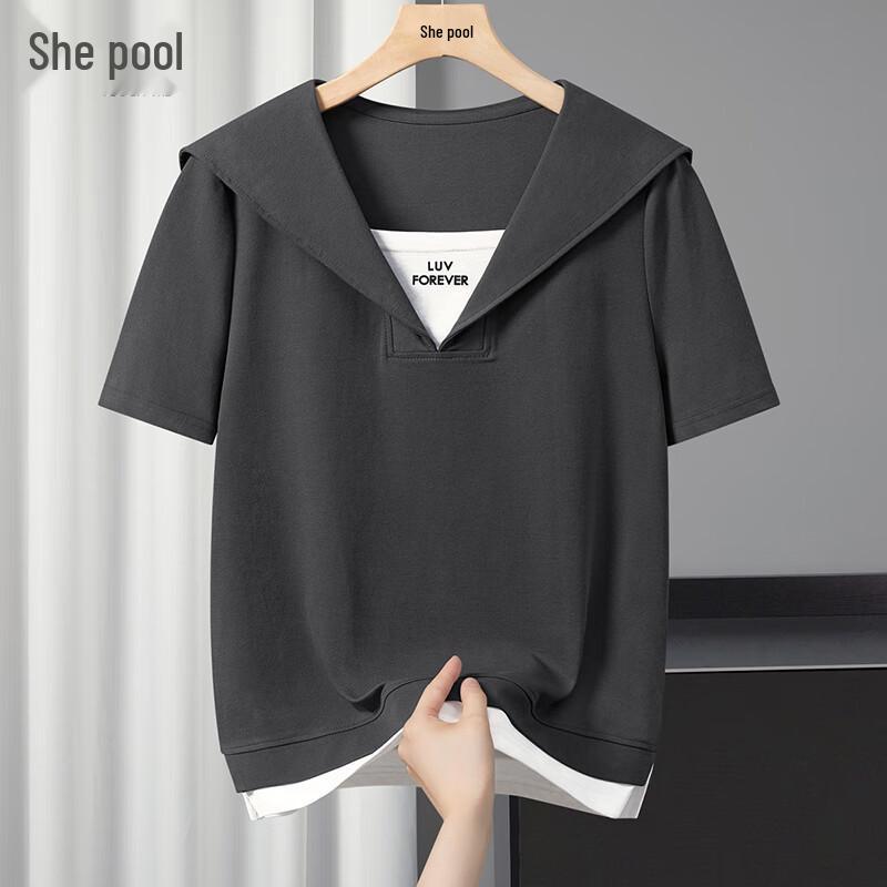 

Tachi Women s 2026 Summer Color-Block Layered Look Short Sleeve T-Shirt M