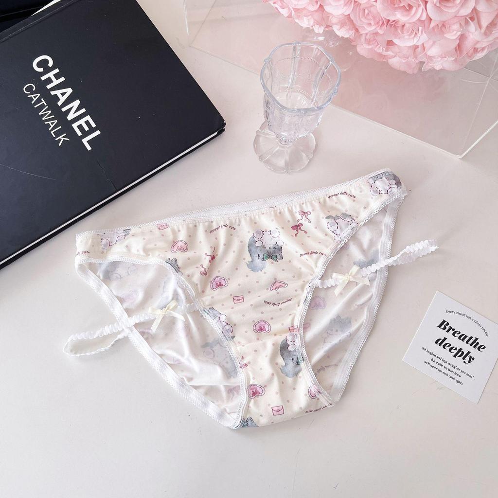 Milky Kitten Ice Silk Sweet Print Lolita Underwear