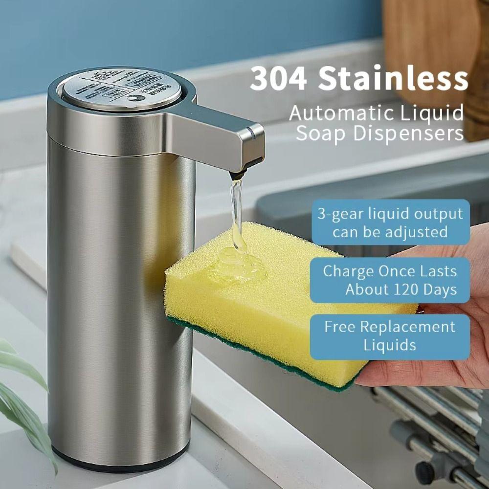 Induction Sensor Automatic Hand Soap Dispenser 304 Stainless Steel Smart Liquid Soap Jar  Shampoo