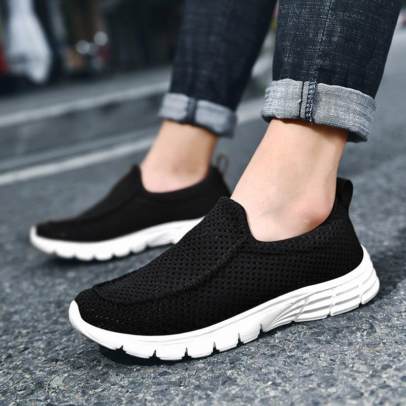 2020 Summer New Large Size Women's Shoes Middle-aged Mother Shoes Fly-woven Breathable Mesh Flat Shoes Casual Shoes