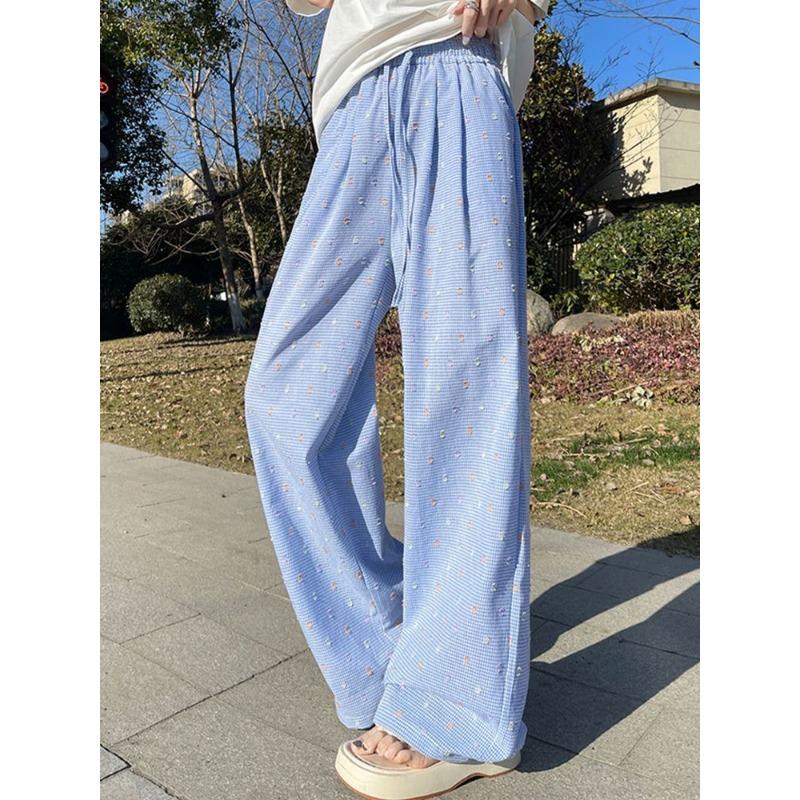 

Широкие брюки в горошек для женщин на весну и лето Новые летние прямые свободные повседневные универсальные брюки Dopamine 4XL