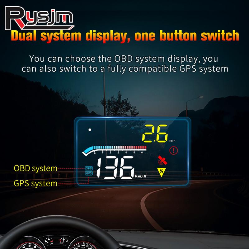 

ized OBD2 + GPS Dual System M17 HUD Car Head Up Display Windshield Projector Speedometer Water temperature Security Alarm