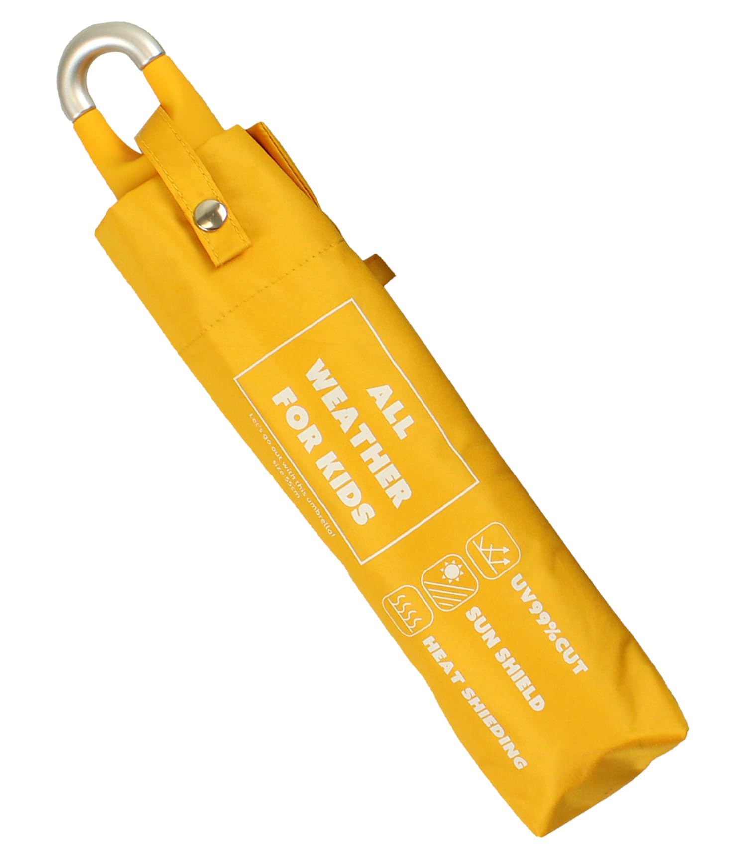 

Складной для солнечной и дождливой погоды, с карабином, внутренние блоки УФ-света, тепловое волокно, желтый зонт, зонтик от солнца, дни, дети, удобный, крючок, спицы, 55 см, жёлтый