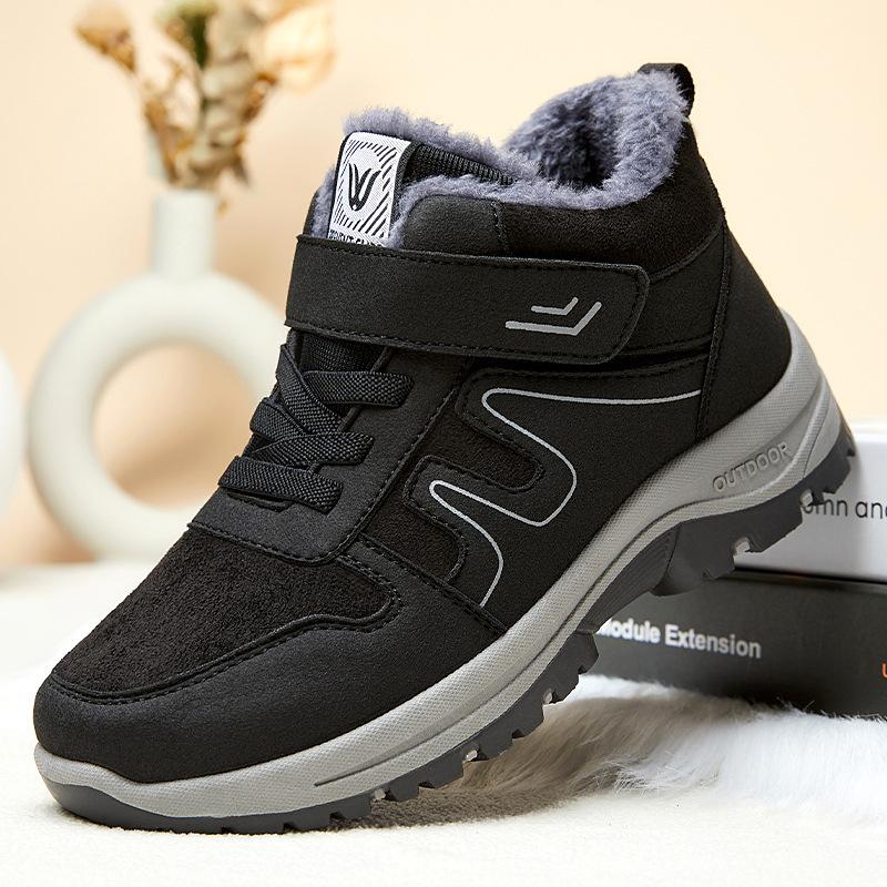 Cotton Shoes, Oversized Snow Boots, Fleece and Thickened Cotton Boots, Walking Shoes, Velcro Women's Boots