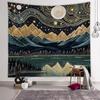Tapzen Mountain Forest Tapestry - Boho Landscape Moon Stars Wall Hanging for Bedroom, Living Room, Classroom, Dorm (40 x 30 inches)