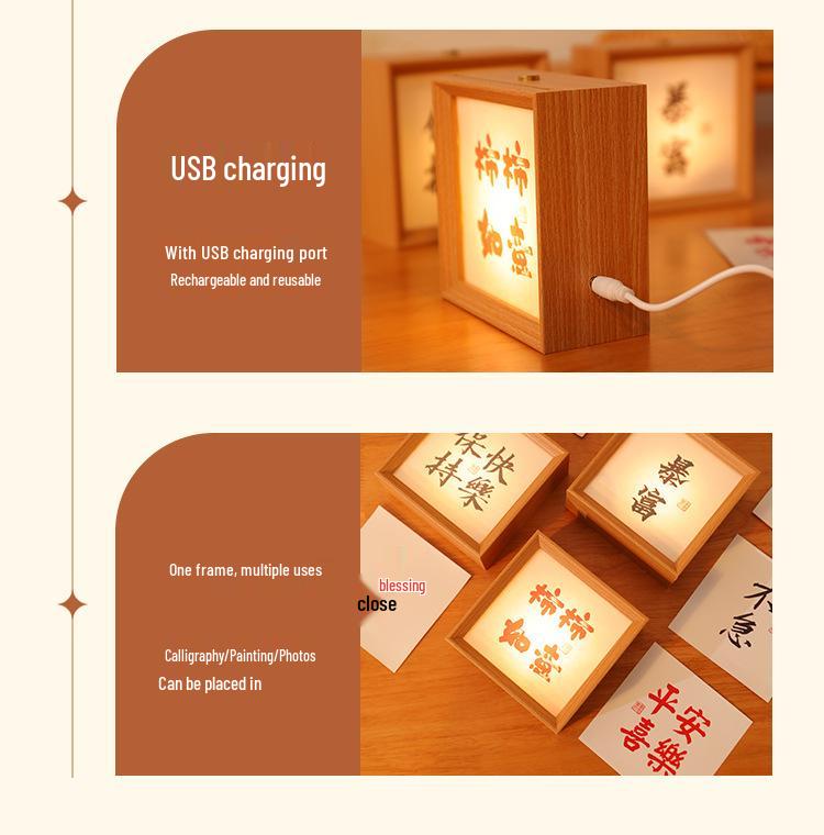 Creative LED Calligraphy Picture Frame: Tabletop Night Light & Bedside Lamp, DIY Birthday Gift