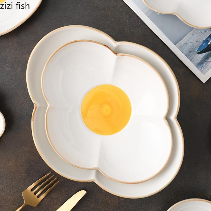 Sunflower Ceramic Tableware Dining Plate Sauce Dish Rice Bowl Salad Bowls Soup Plate Breakfast Bowl Fish Dish Steak Plates Tray