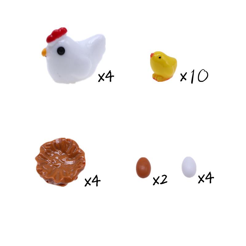 24Pcs Miniatures Garden Ornament Mix Chicken Chick Egg Nest Figurine Miniatures Home Decoration Kawaii Accessories Garden Decor