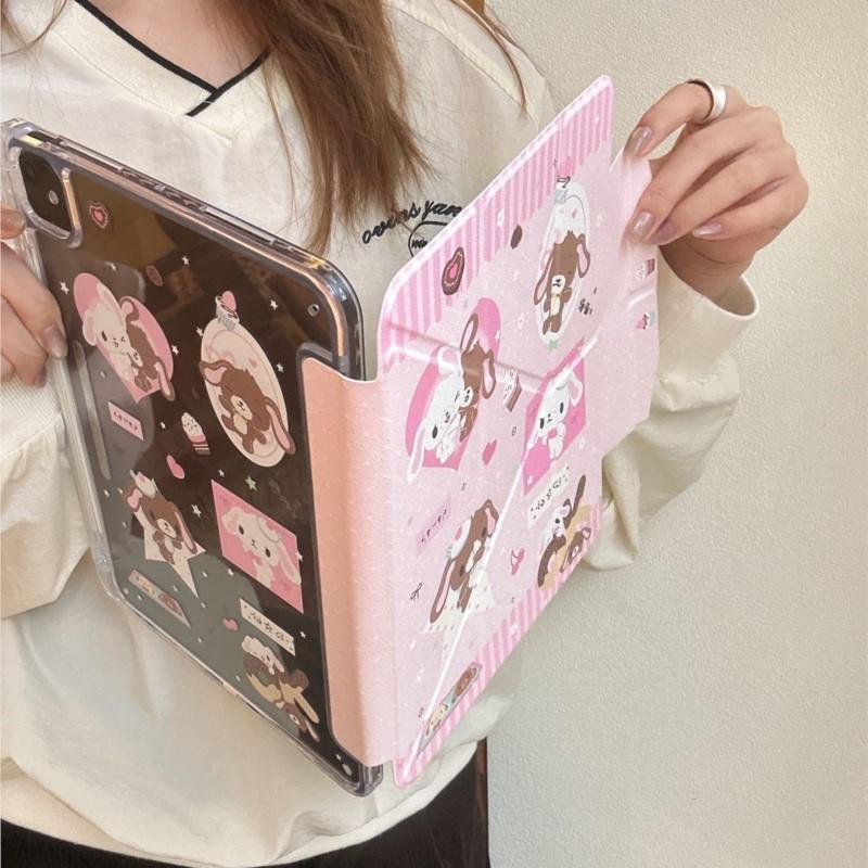 Cute Rabbit Tablet Case for IPad Pro 11 M2 M3 M4 M5 A16 2025 Air4 5 6 7 12.9/13/9.7/10.2/10.5/9.7in 5th 6/7/8/9 10th 11th Cover