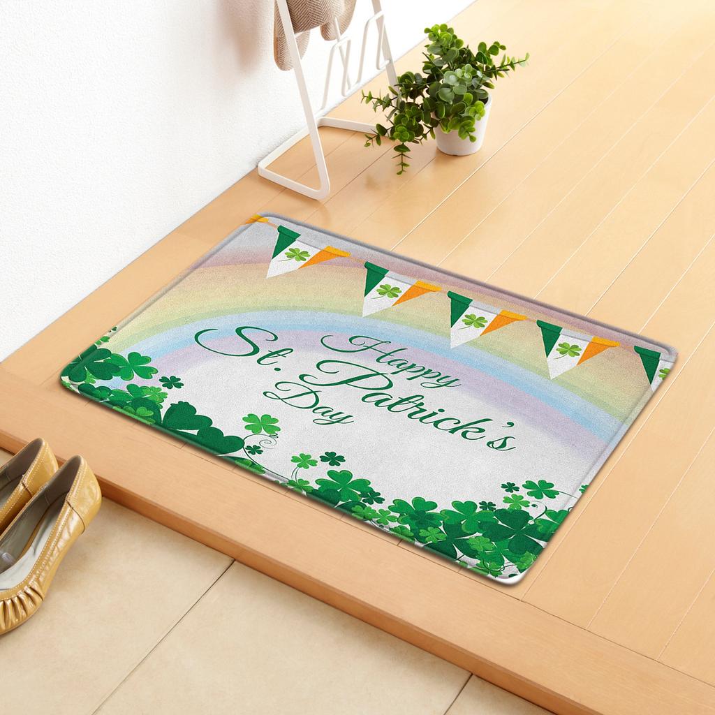 Irish Door Mat St. Patrick'S Day Absorbent Floor Mat Bedroom Shamrock Non-Slip Carpet