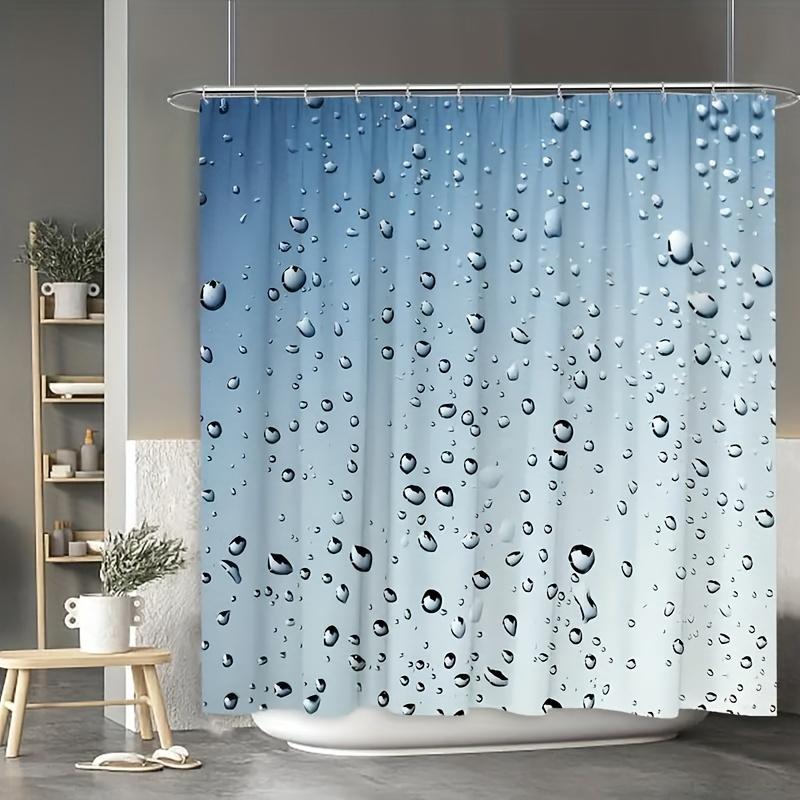 

1Pc Modern Simple Blue Shower Curtain With Water Drop Design, Fashionable Home Accents, Bathroom Decor And Accessories W60H190(CM)-1 Pcs