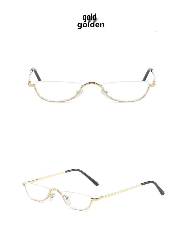 New Fashion Half-Moon Reading Glasses with Metal Spring Legs - Semi-Rimless, Convenient, Trendy Design for the Elderly