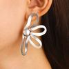 Vintage Steampunk Exaggerated Design Big Stud Earrings for Women High Quality Alloy Hollowed Flower Petal Personality Earring