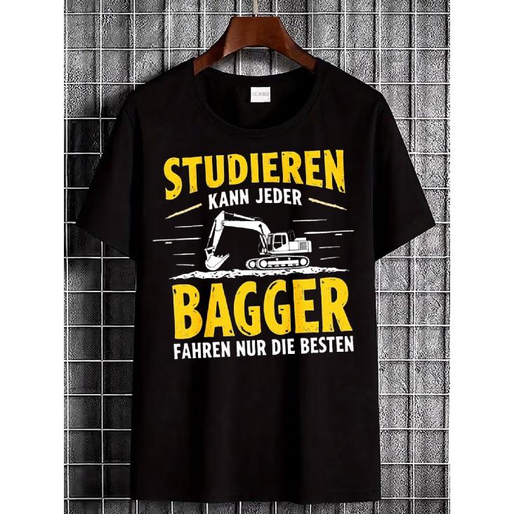 Men s Heavy Machinery T-Shirt with Excavator Operator Slogan - Only the Best Can Drive an Excavator German Text Print, Construction Worker Apparel S чёрный