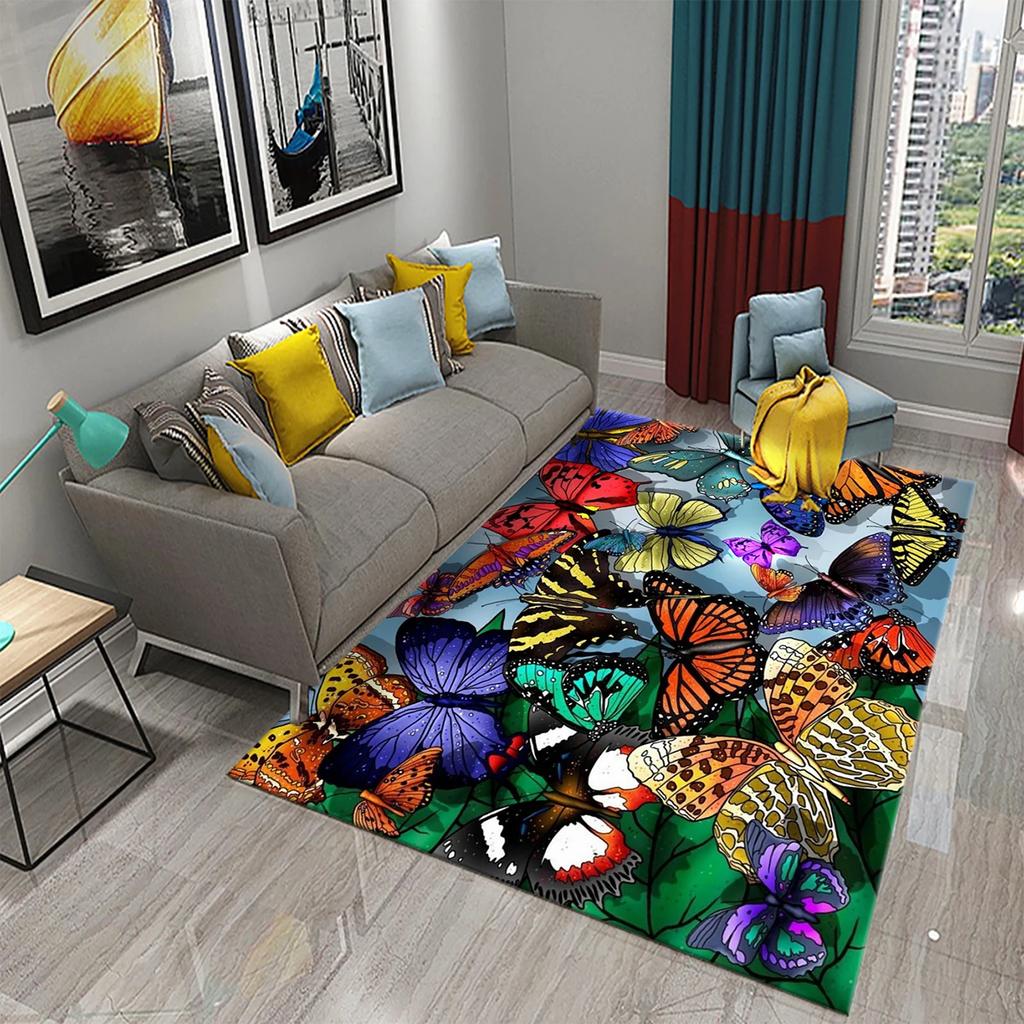 3D Colorful Butterfly Carpet Bedroom Entrance Door Decor Mat Indoor Carpets Living Room Floor Mats Bathroom Non-slip Area Rugs