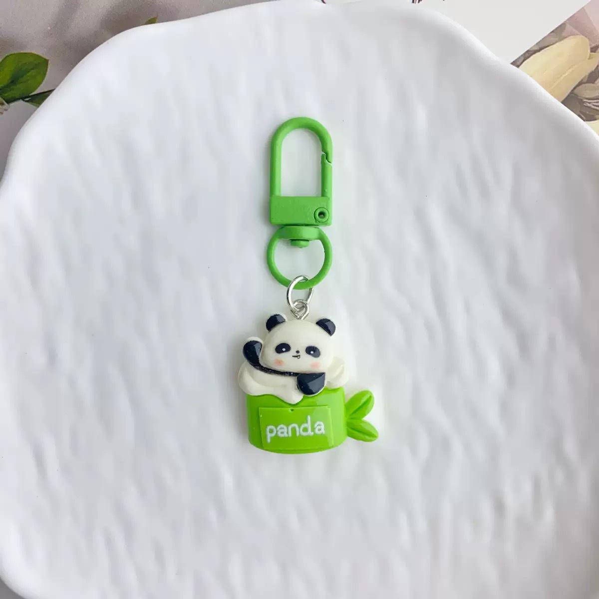 Cartoon Resin Panda Bamboo Keychain Ornament - Creative Backpack or Bag Accessory Gift