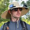 Fisherman Hat, Outdoor Sun Hat with Dual Power Solar USB Rechargeable Fan, Wide Brim Sun Protection Hat for Fishing Camping Hiking Gardening